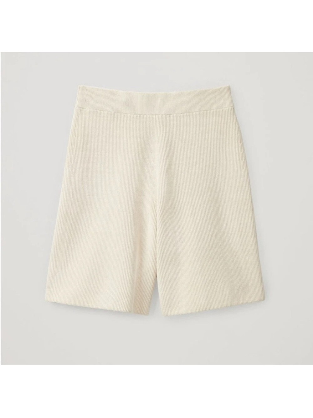 COS Cream Ribbed Knit Bermuda Shorts
